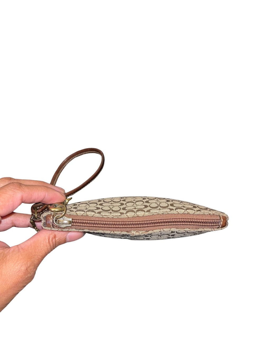 Coach Signature C Monogram Canvas/Suede Wristlet - Picture 6 of 11